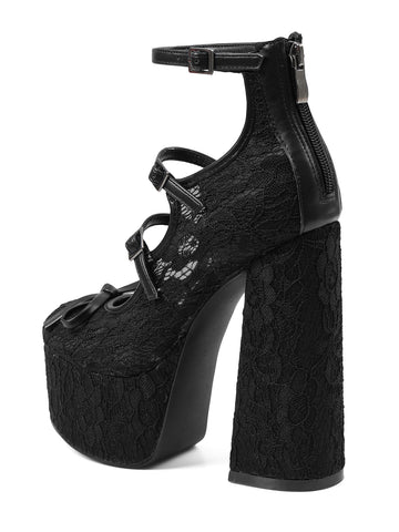 Gothic Lace Platform Mary Jane Heels