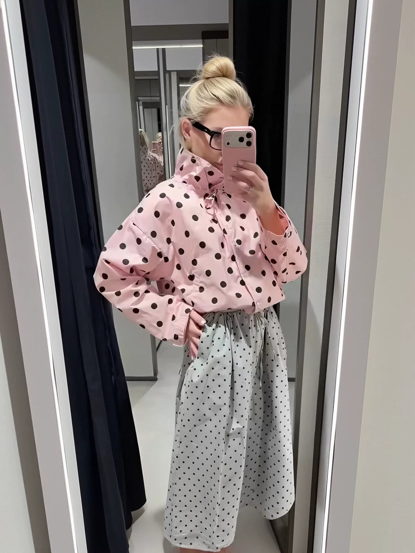 Cute Polka Dot Stand Collar Jacket