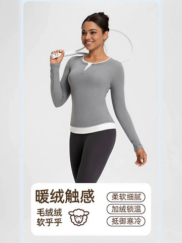 Layered Mock Neck Long Sleeve T Shirt