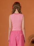 Cute Teddy Graphic Ribbed Tank