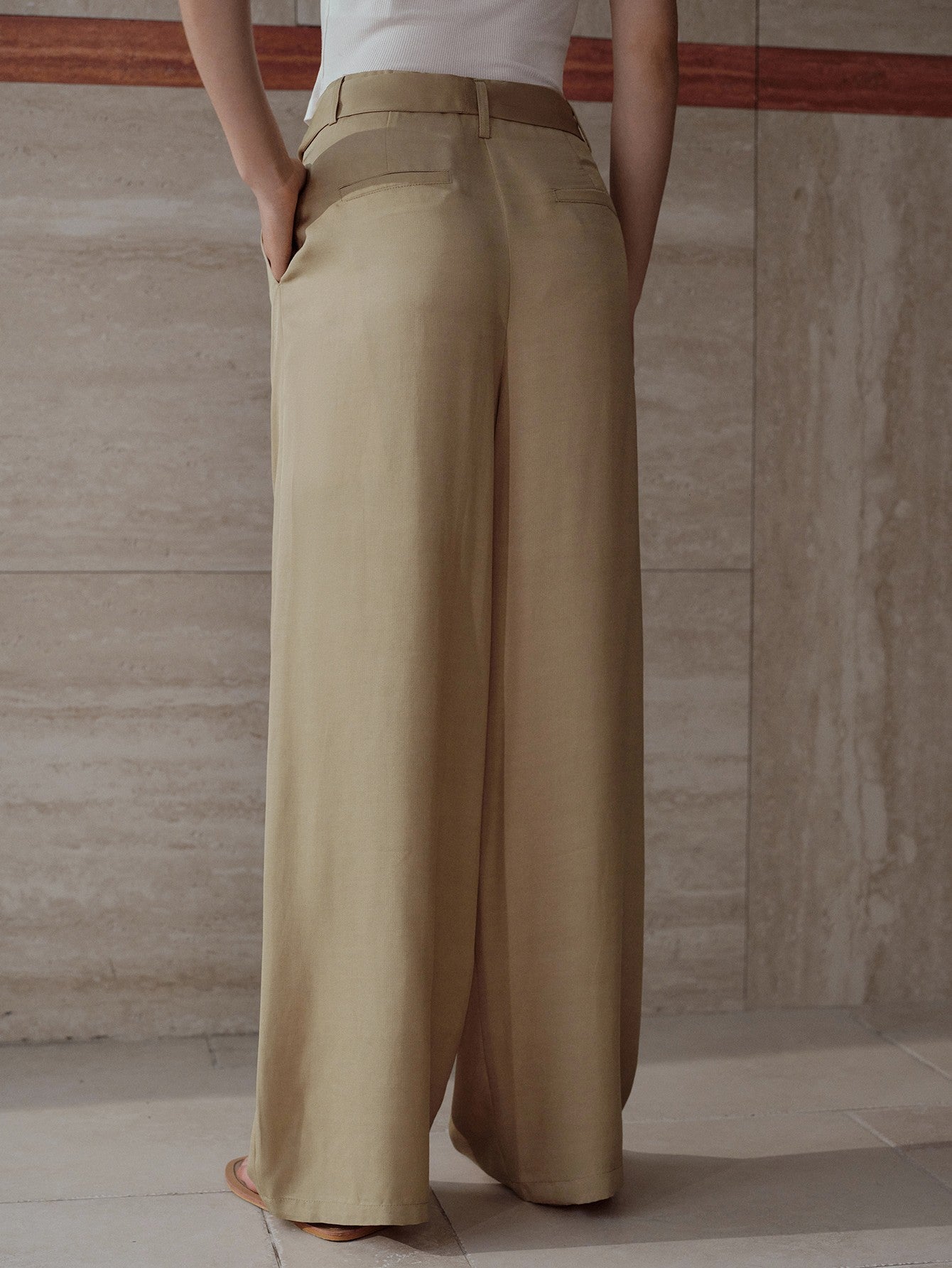 High Waisted Tie Front Trousers