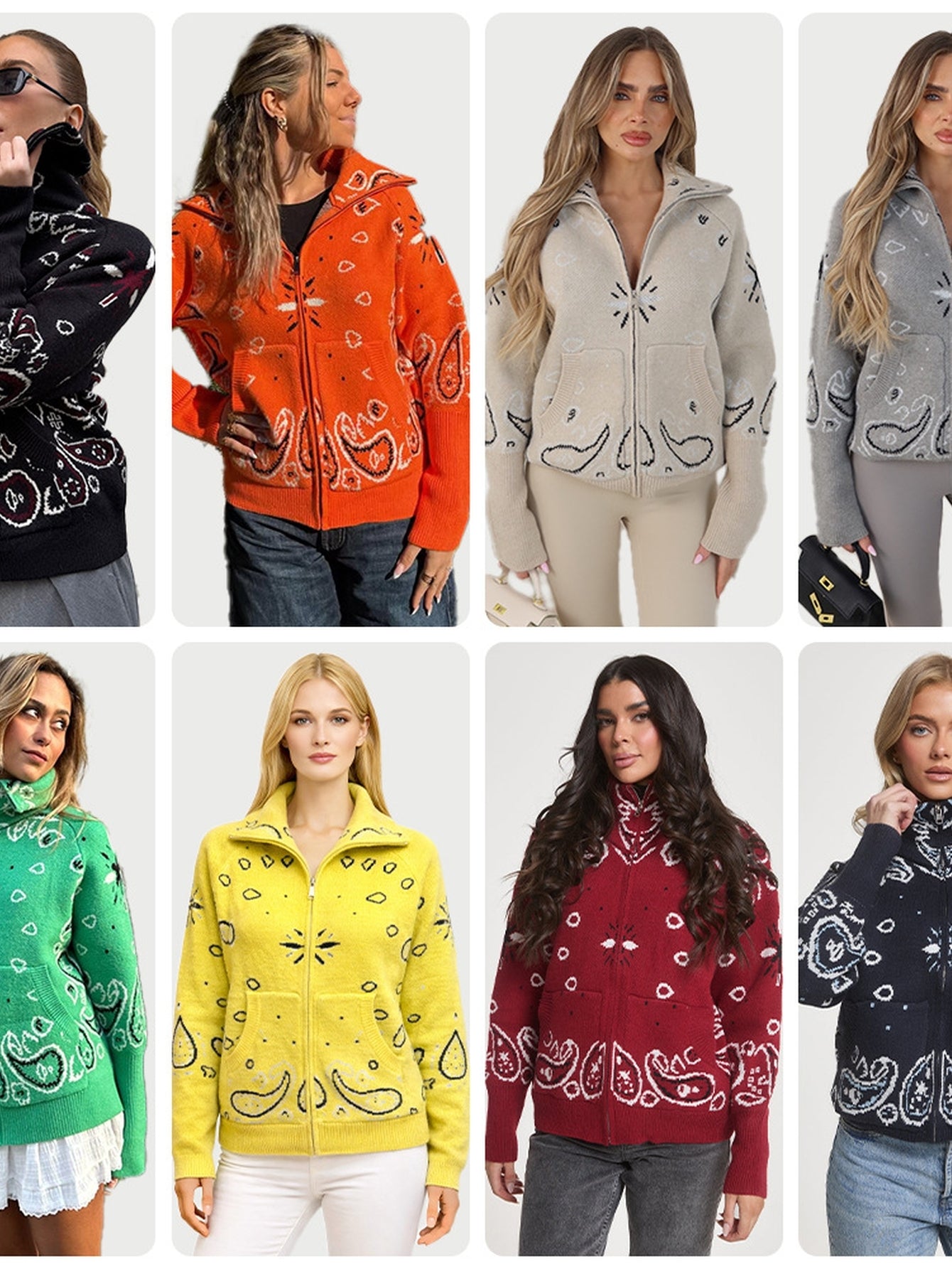 Boho Paisley Print Zip Cardigan