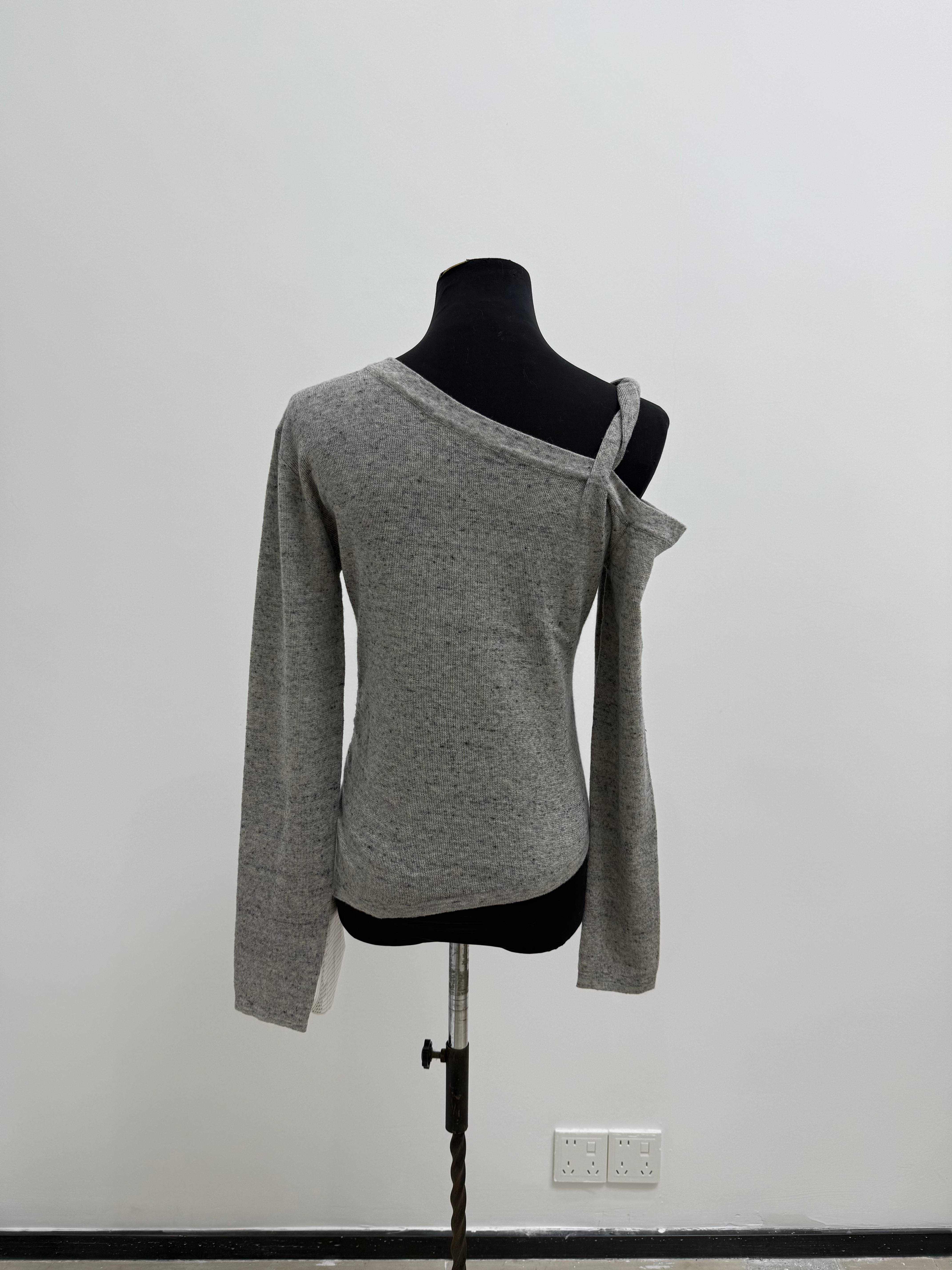 Asymmetrical Cutout Cold Shoulder Knit Sweater