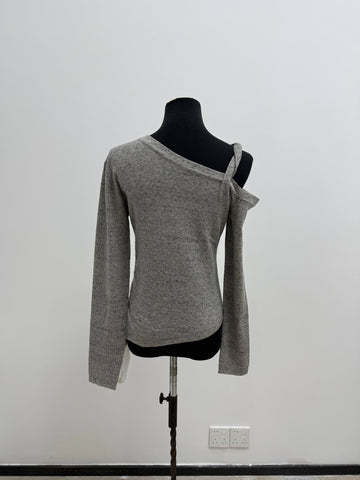 Asymmetrical Cutout Cold Shoulder Knit Sweater