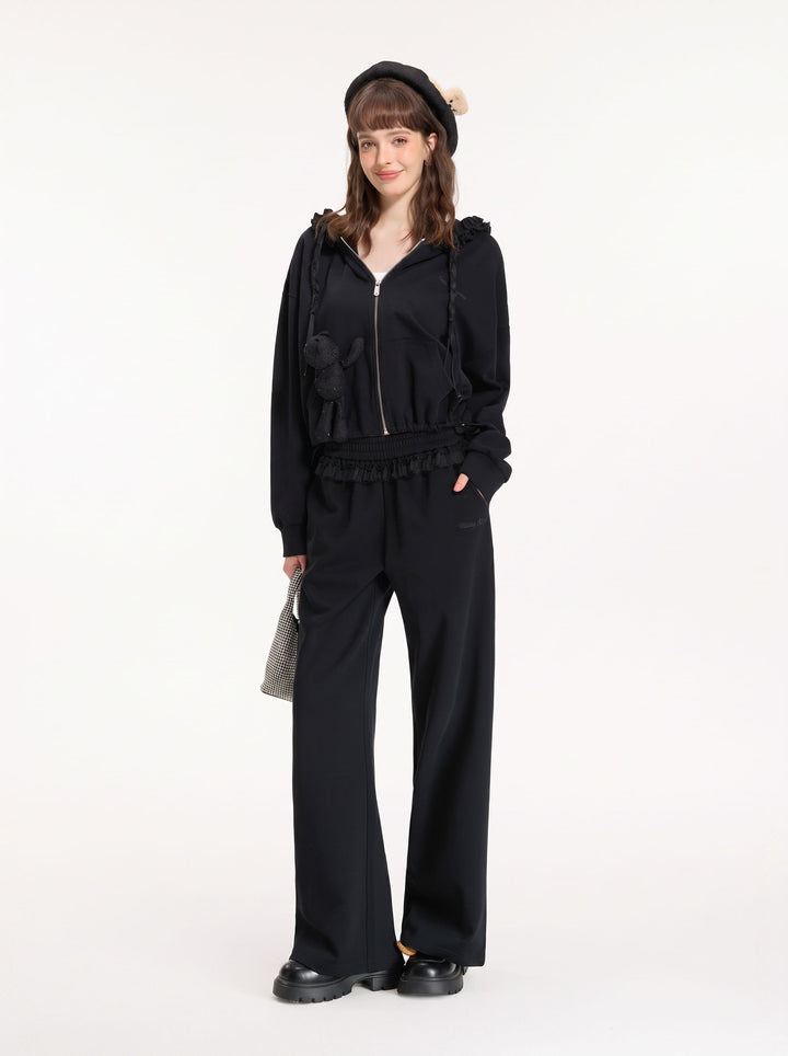 Cozy Bow Detail Wide Leg Pants