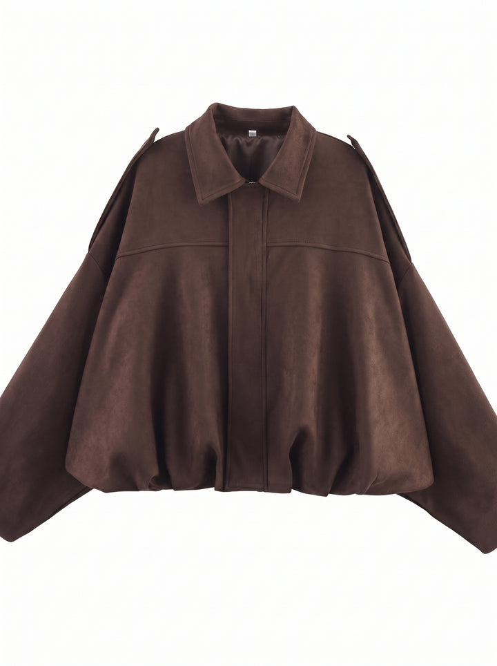 Oversized Suede Bubble Hem Jacket