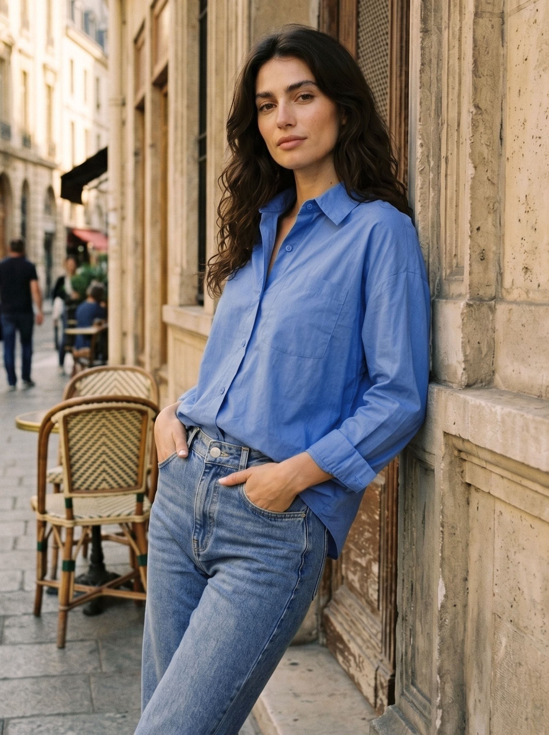 Classic Collar Long Sleeve Chest Pocket Classic Shirt