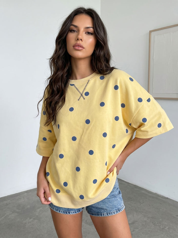 Oversized Polka Dot Crewneck Sweatshirt