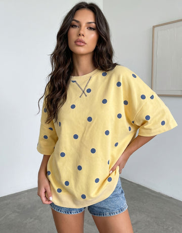 Oversized Polka Dot Crewneck Sweatshirt