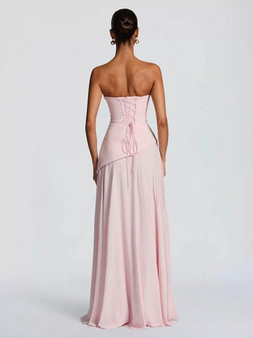 Elegant Draped Corset Maxi Dress