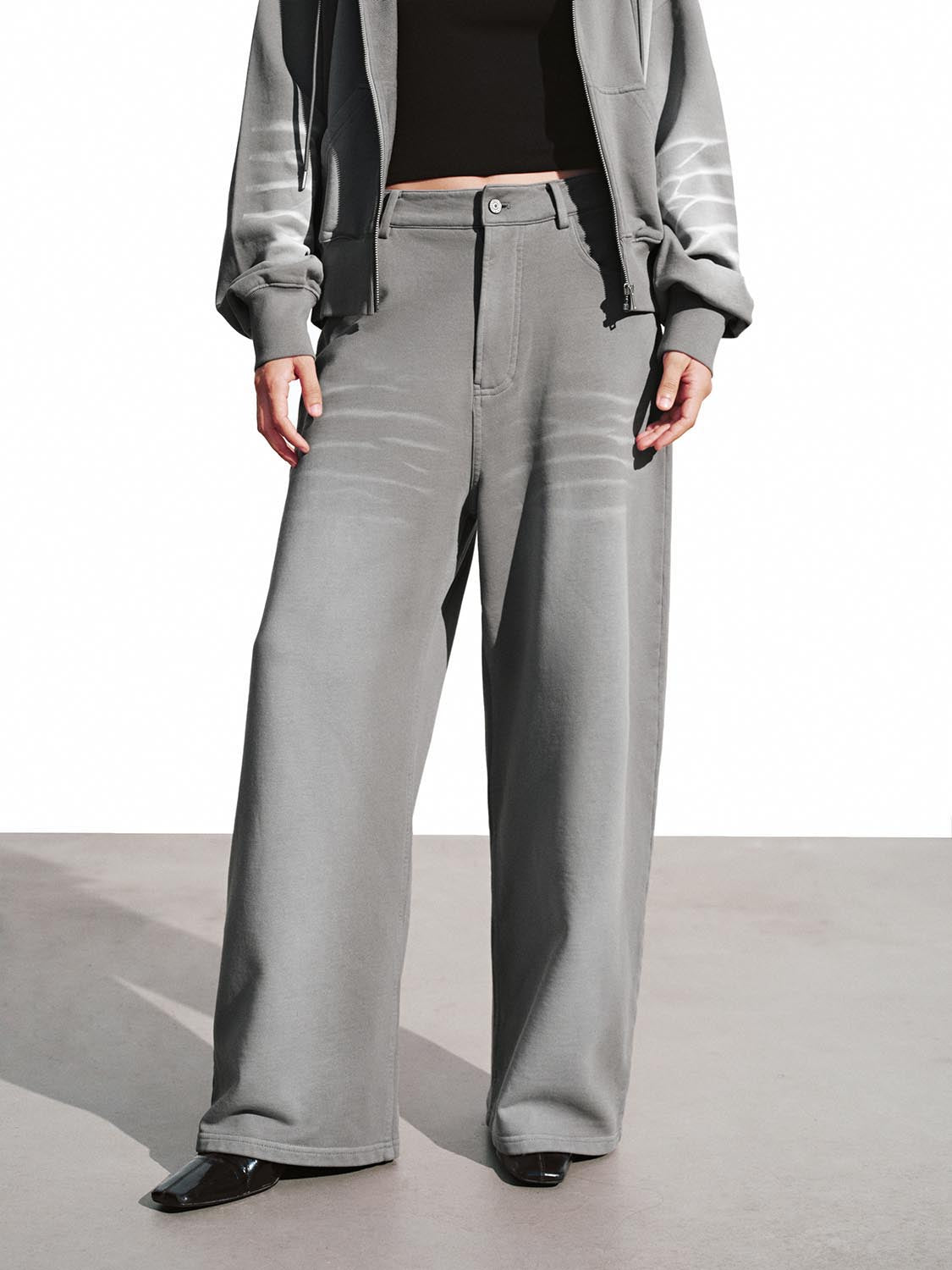 Urban Revivo Wide Leg Pants-Dark Gray