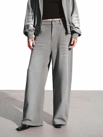 Urban Revivo Wide Leg Pants-Dark Gray