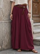 Boho Pleated High Waisted Maxi Skirt