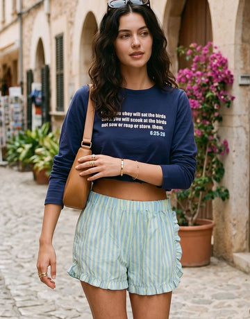 Comfy Ruffled Striped Lounge Shorts
