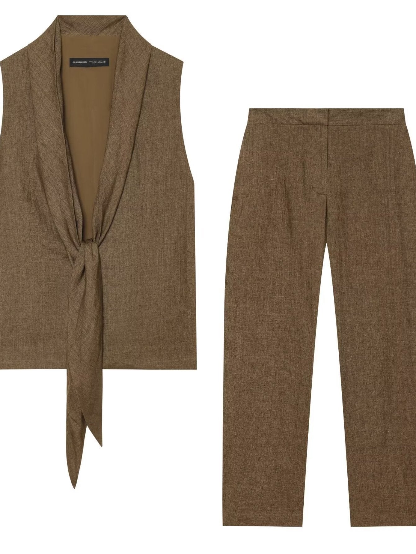 Sleeveless Tie Front Pant Set