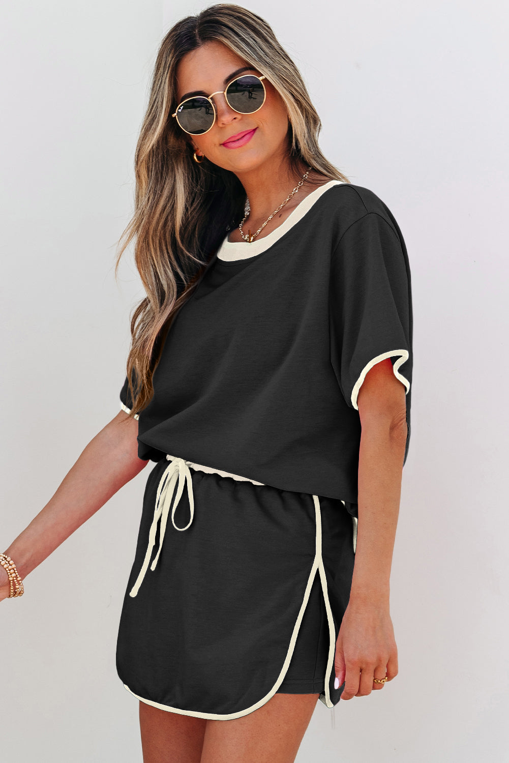 Cozy Contrast Trim Lounge Set