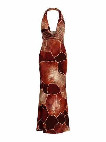 Sissi Yuan's Giraffe Print Midi Dress