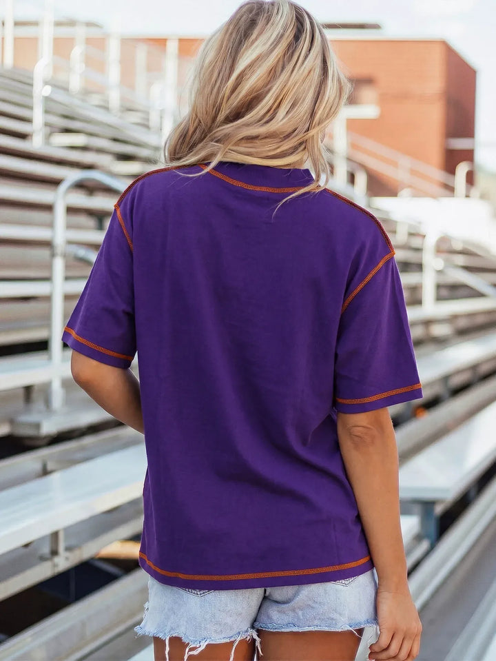 Contrast Stitch Oversized Cotton T-Shirt