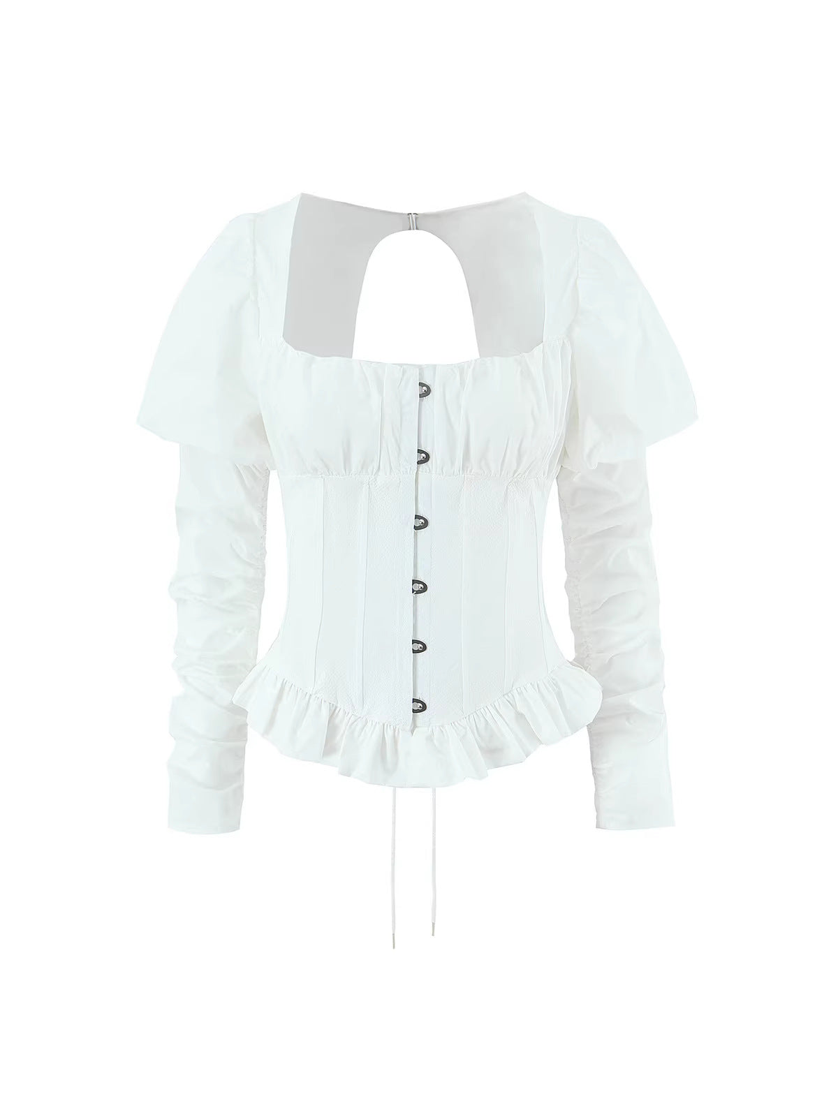 Corset Puff Sleeve Button Down Shirt
