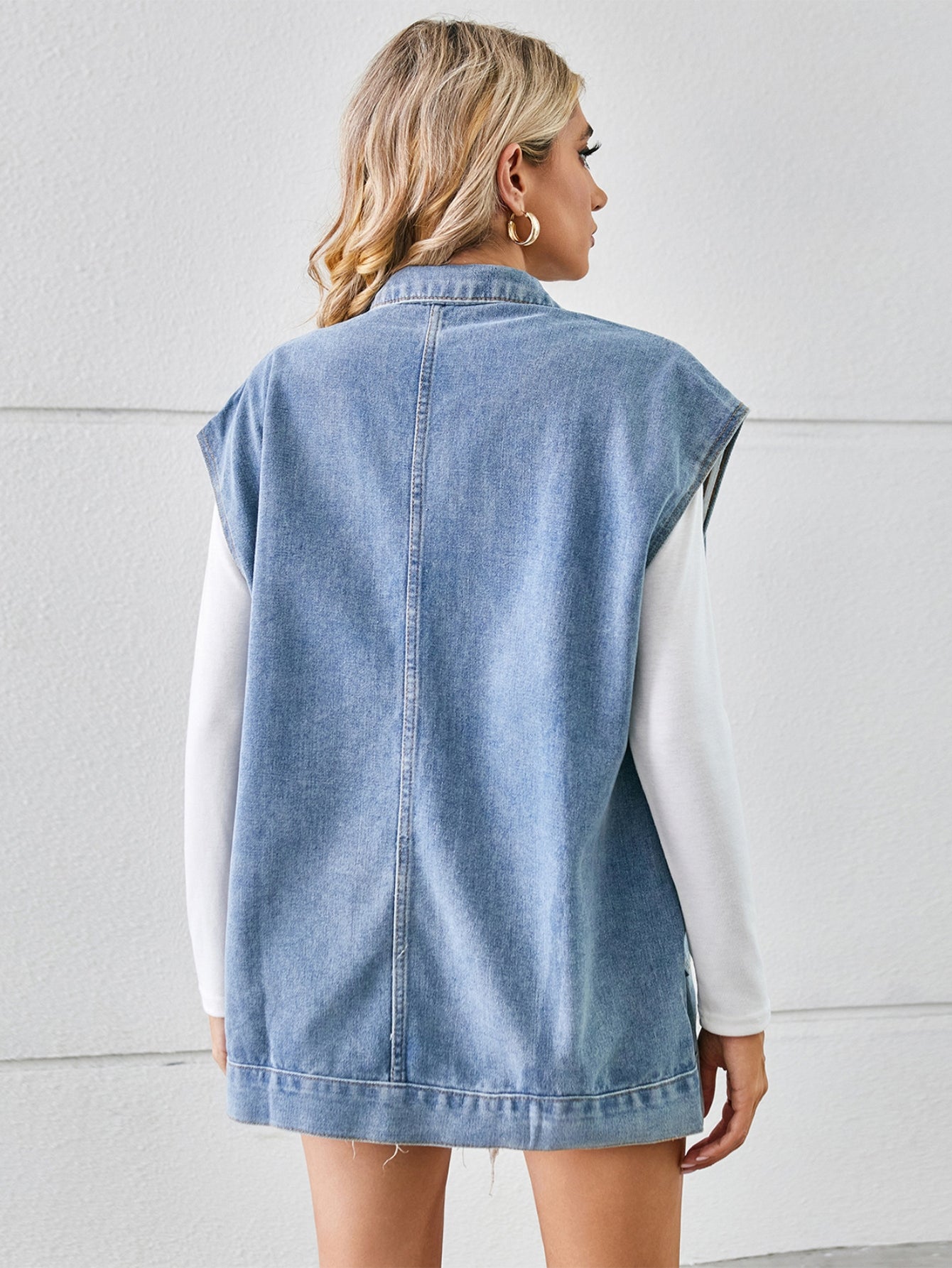 Oversized Sleeveless Denim Vest Jacket