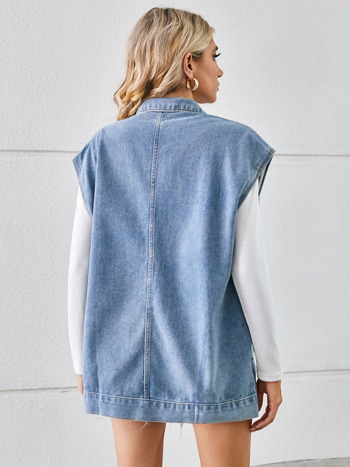 Oversized Sleeveless Denim Vest Jacket