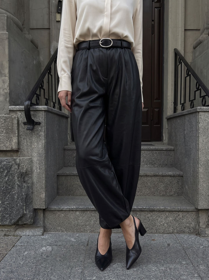 High Waisted Faux Leather Balloon Pants