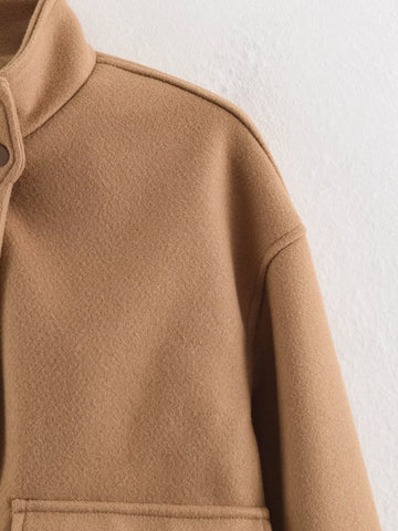 Cozy Fleece Stand Collar Utility Jacket