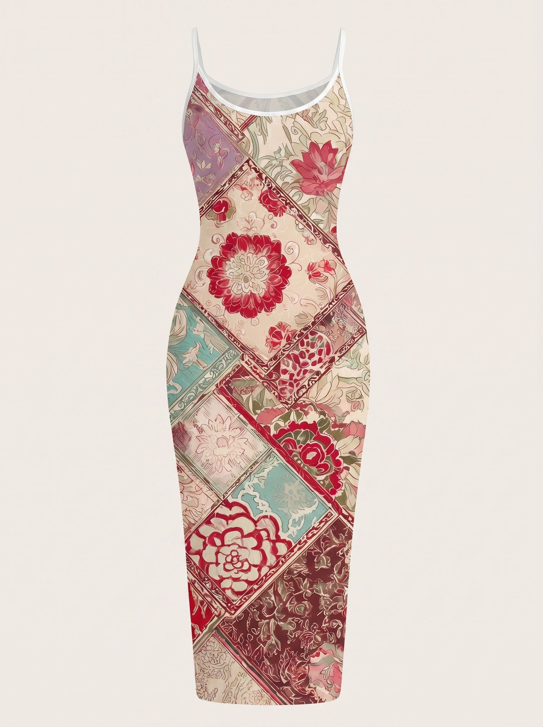 CAPRI Floral Print Sleeveless Bodycon Midi Dress