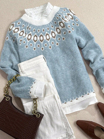 Cozy Fair Isle Pattern Pullover Sweater