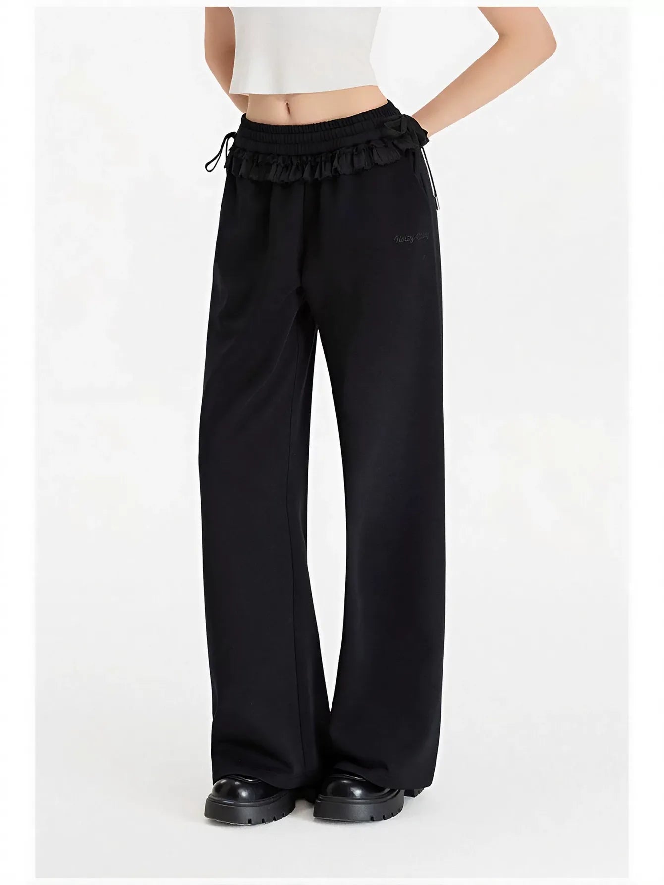 Cozy Bow Detail Wide Leg Pants