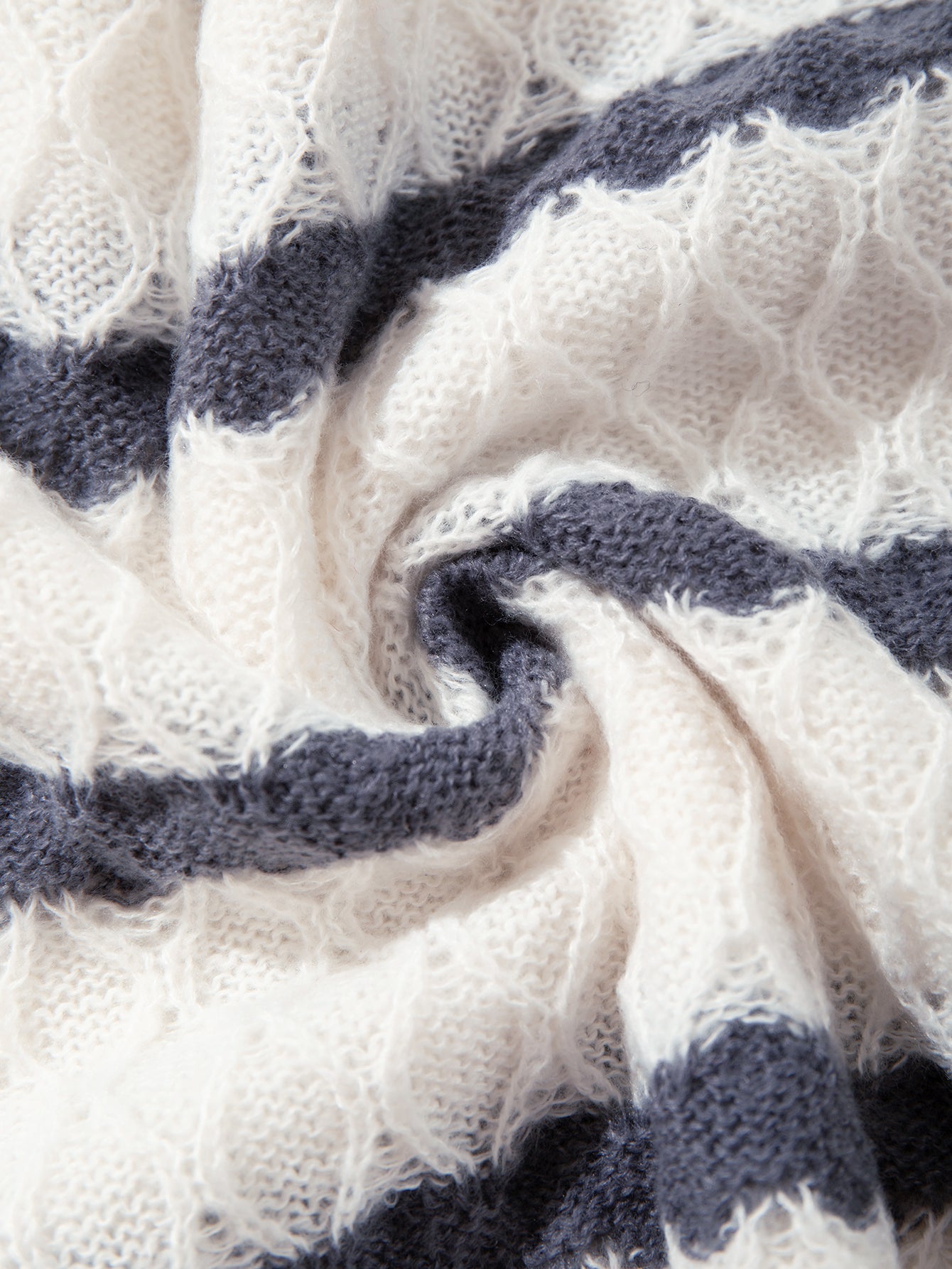 Striped Textured Collared Knit Pullover