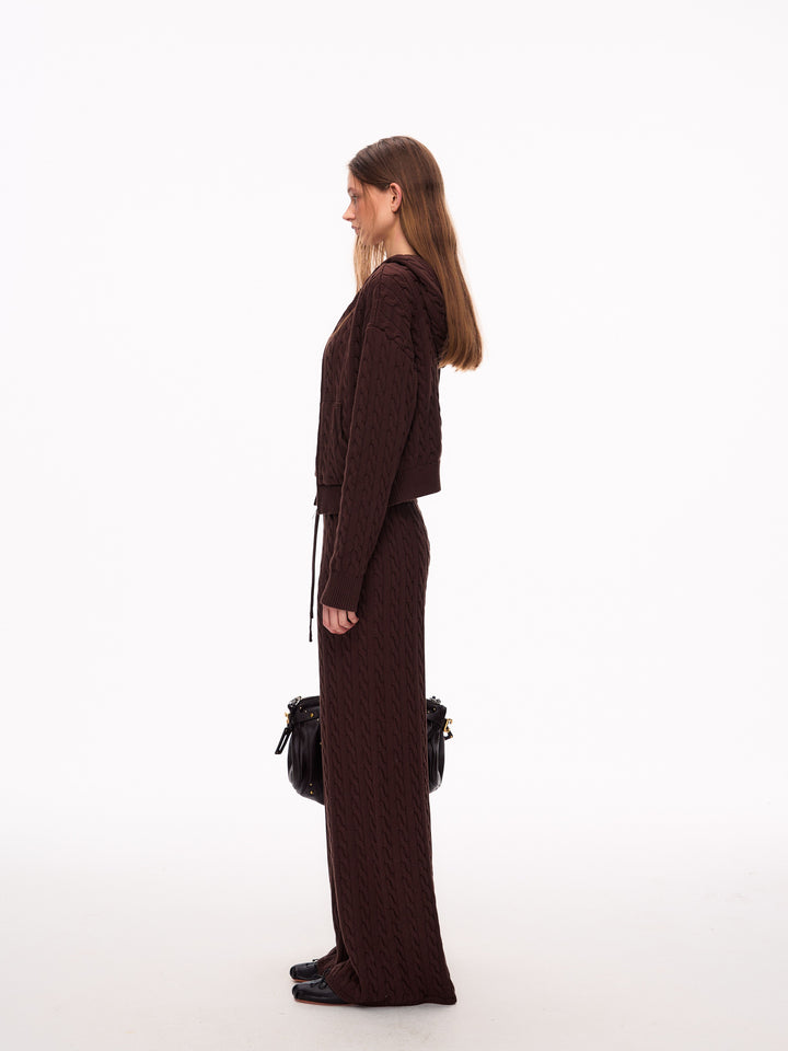 Cozy Cable Knit Wide Leg Pants