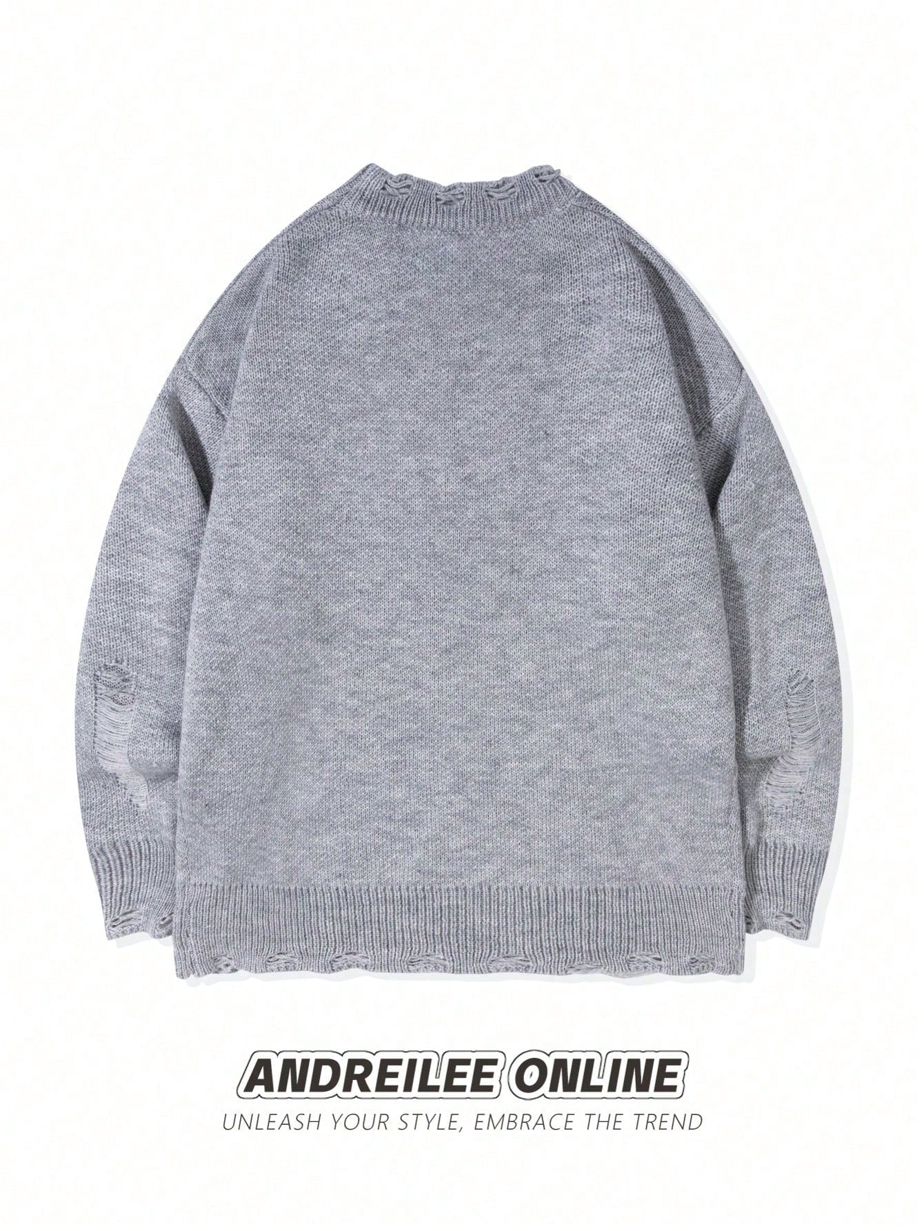 Distressed Graphic Print Oversized Sweater