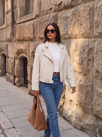 Oversized Faux Leather Moto Jacket