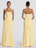Corset Back Ruched Maxi Dress