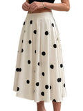 Pleated Polka Dot Midi Skirt