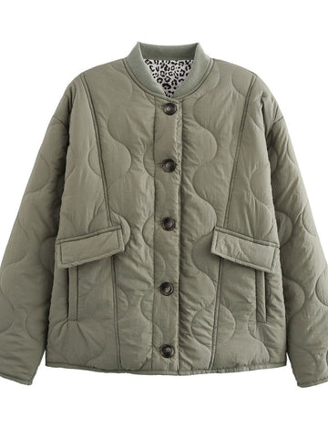 Quilted Button Down Bomber Jacket