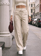 High Waisted Drawstring Wide Leg Pants