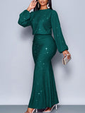 Shimmering Long Sleeve Mermaid Dress