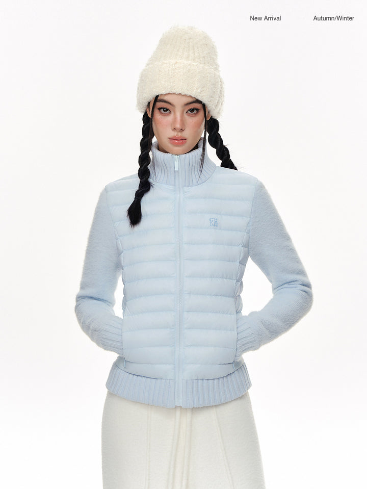 Slim Fit Quilted Knit Puffer Jacket