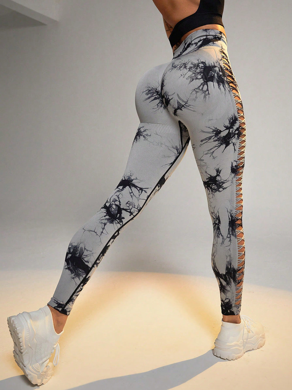 Lace Up Tie Dye Yoga Leggings