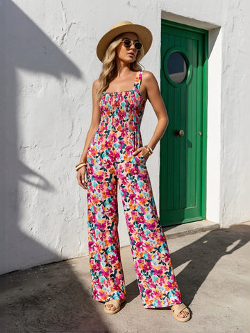 Multicolor Floral Wide Leg Jumpsuit