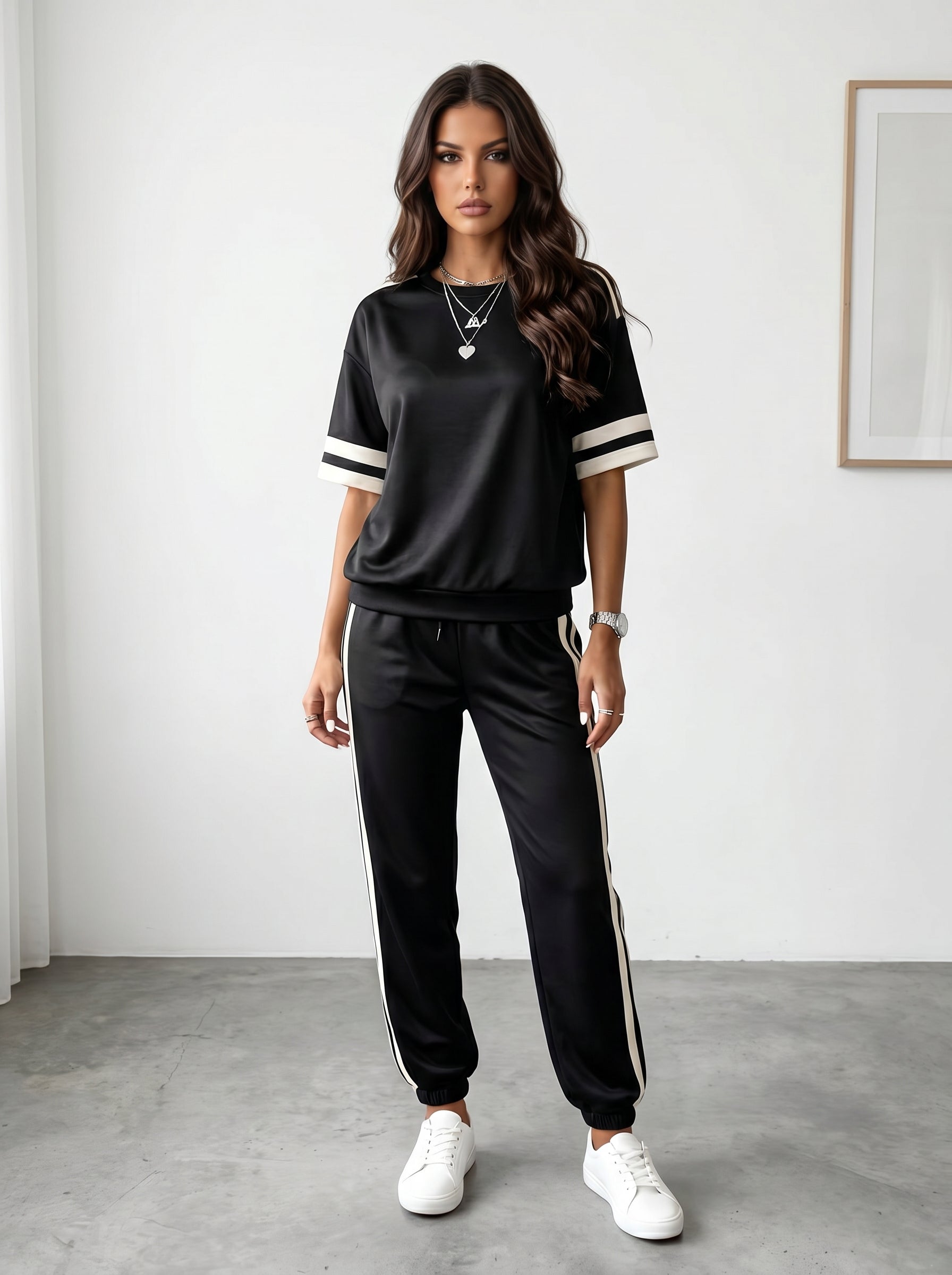 Athletic Striped Casual Pant Set