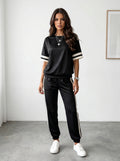 Athletic Striped Casual Pant Set