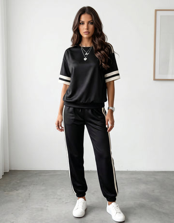 Athletic Striped Casual Pant Set