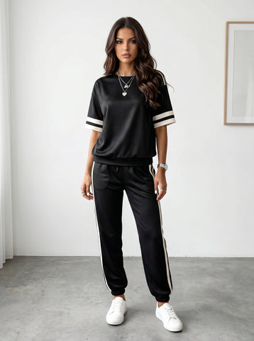 Athletic Striped Casual Pant Set