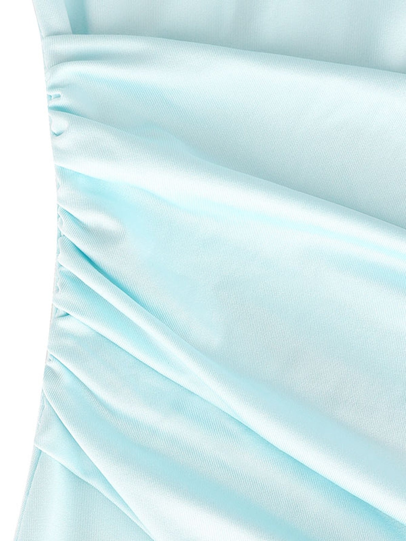 One-Shoulder Mermaid Evening Gown-Light Blue