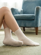 Cozy Ribbed Cream Crew Socks
