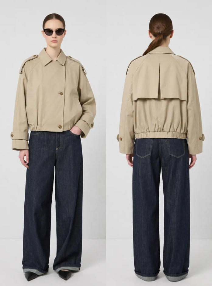 Cropped Oversized Trench Utility Jacket