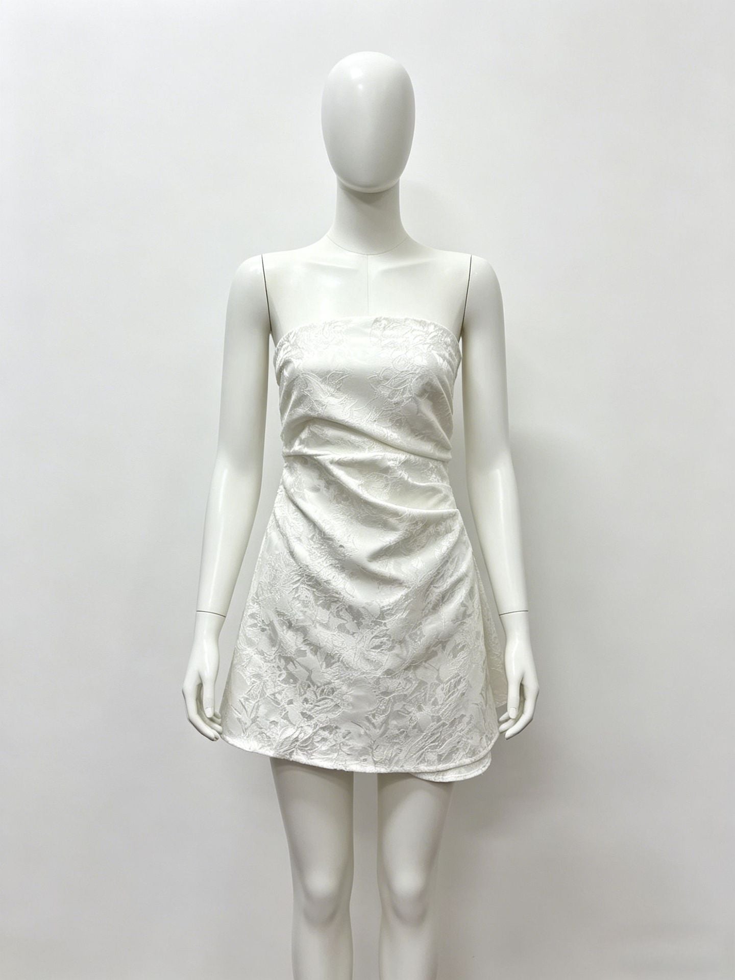 Strapless Floral Jacquard Mini Dress